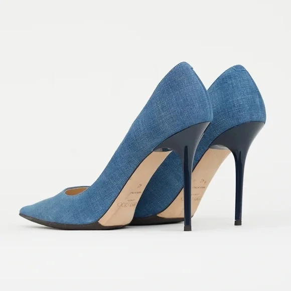 Jimmy Choo Abel Blue Denim Pointed Toe Stiletto Heel Pumps 42 - Picture 4 of 4